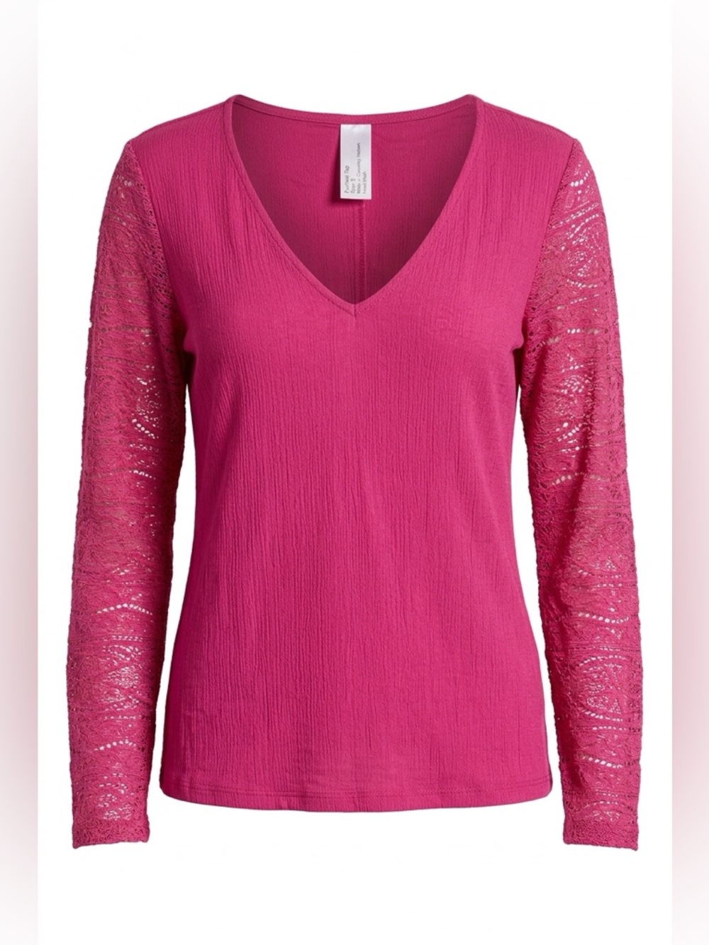 Women's Blouse Pink V-Neck long sleeve Top size L